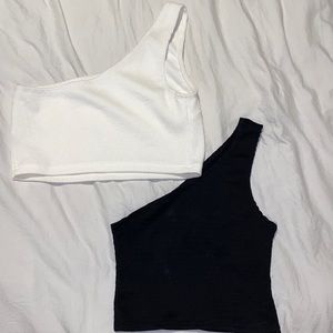 2 One shoulder crop tops